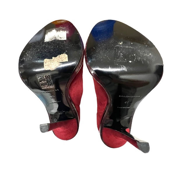 Balenciaga Red Suede High-heel Peep-toe Bootie Pumps - Picture 6 of 10